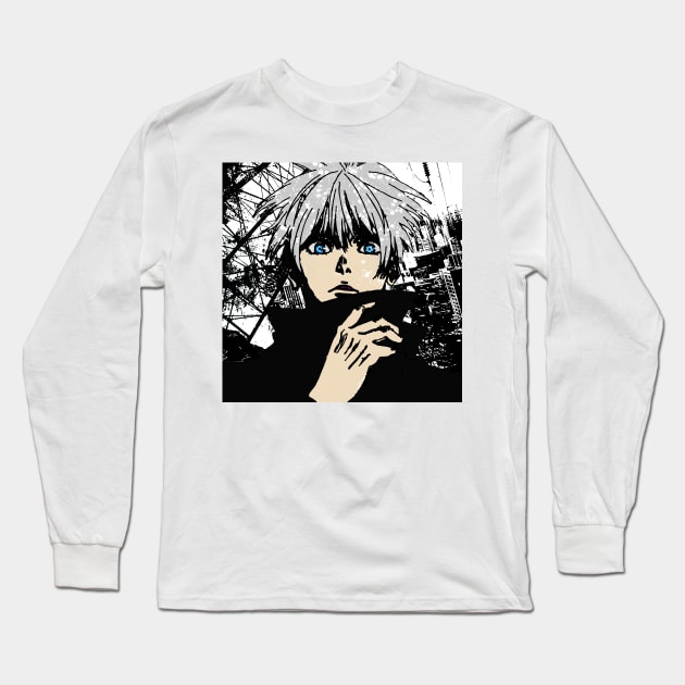 GOJO SATARO VECTOR ART Long Sleeve T-Shirt by saturnswamp